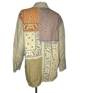 Free People We The Free Swept Up Shirt Jacket Small Utility Patchwork Boho